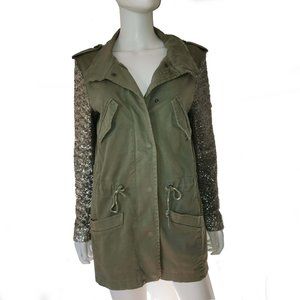 Vintage Kosmika Sarl Military Jacket with Sequin Sleeves